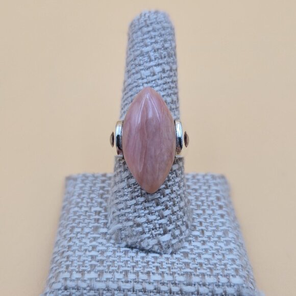 Size 8 Sterling Silver Rhodochrosite Stone With Garnets Ring A5258 - Picture 1 of 11